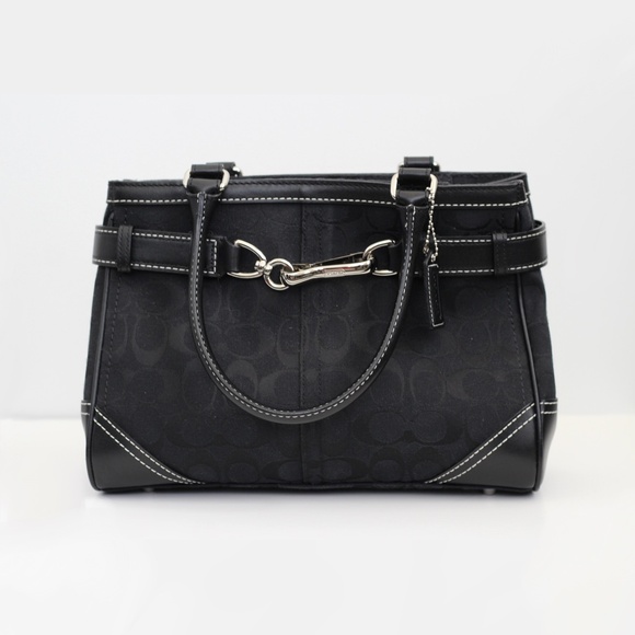 Coach Black Hamptons Medium Carryall Signature Handbag - Picture 1 of 16